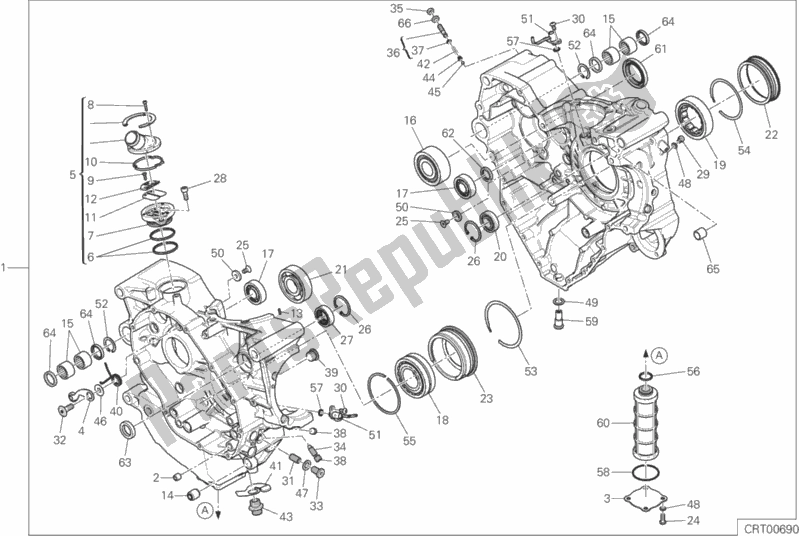 All parts for the 010 - Half-crankcases Pair of the Ducati Multistrada 1200 S Pikes Peak Thailand 2016